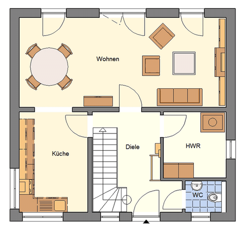EWA Landhaus Fläming 119qm Hausbau Berlin Brandenburg Magdeburg Grundriss Erdgeschoss