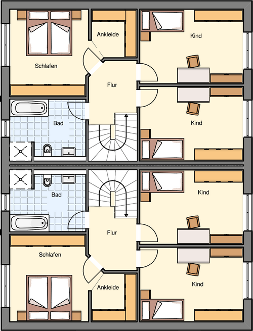 Doppelhaus-Werder 254qm Grundriss Obergeschoss