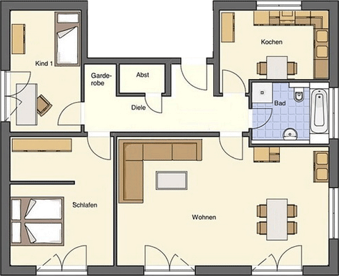 EWA-Wohnhaus Apartment Hausbau Berlin Brandenburg Potsdam Grundriss Erdgeschoss