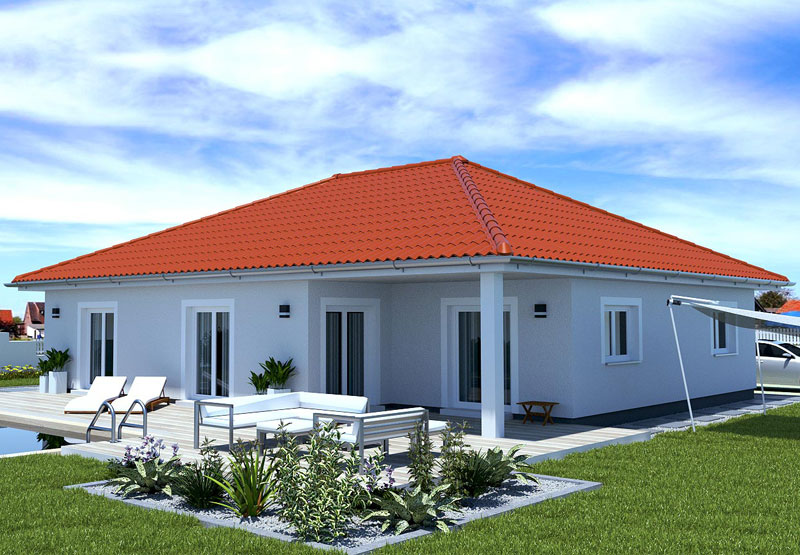 EWA-Bungalow Müritz 130qm Hausbau Berlin Brandenburg Magdeburg rotes Dach