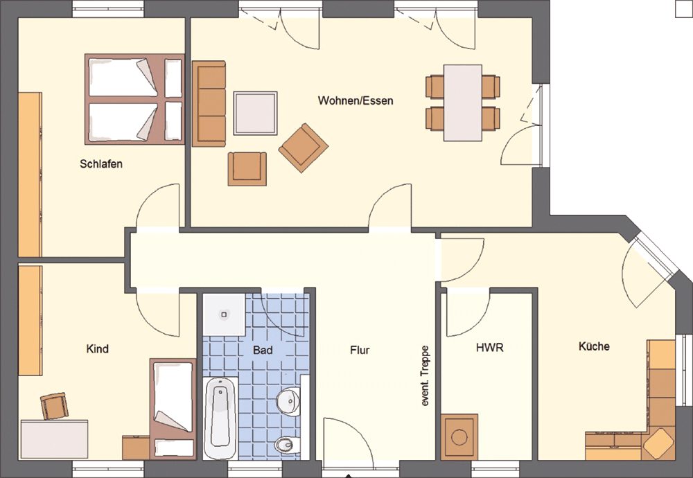 EWA-Bungalow Usedom 177qm Hausbau Berlin Brandenburg Magdeburg Grundriss Erdgeschoss