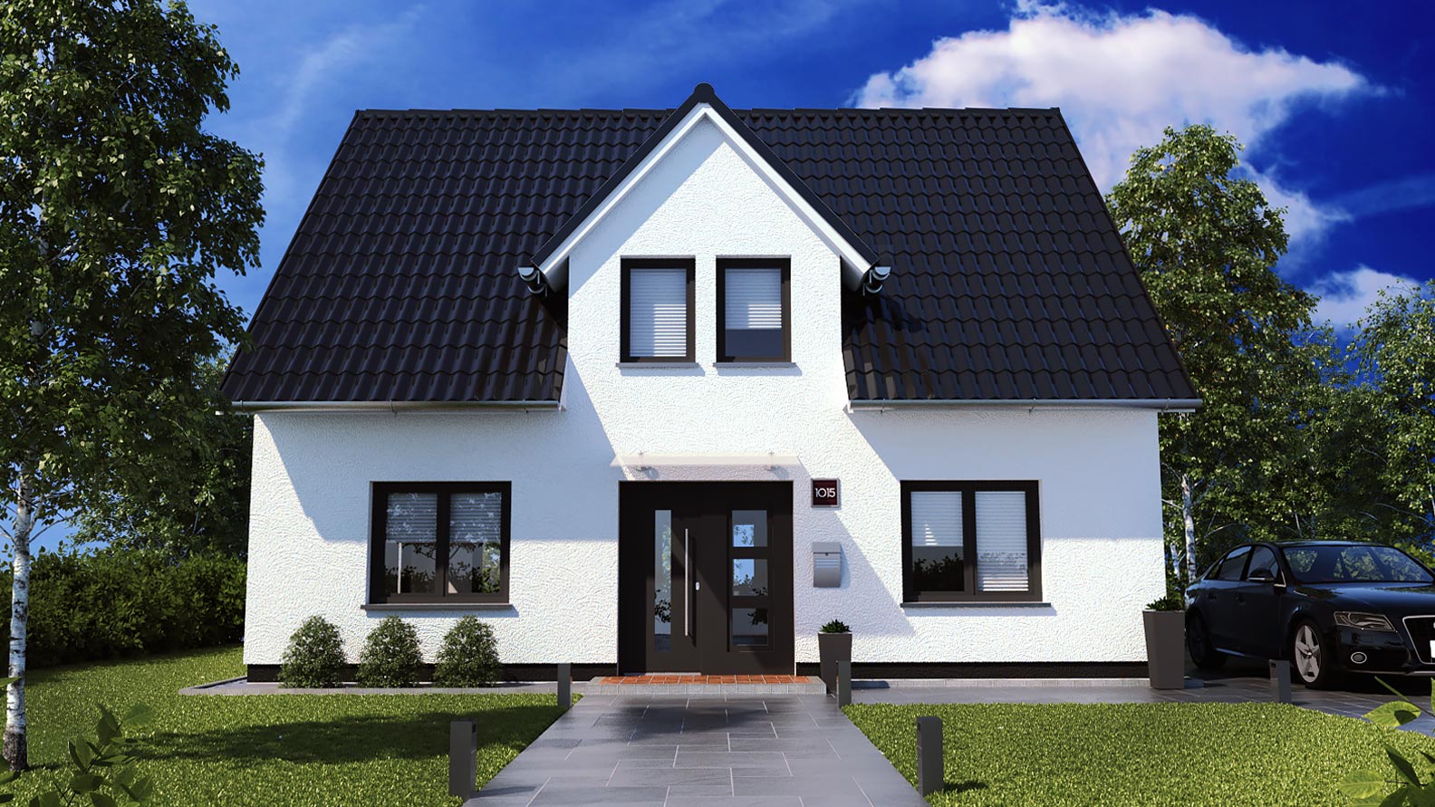 EWA-Landhaus Prignitz 187qm Massivhausbau Leipzig Halle Wittenberg Vorderansicht