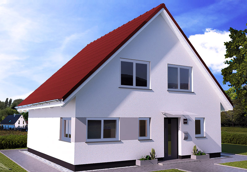 EWA-Landhaus Uckermark 130qm Hausbau Berlin Brandenburg Magdeburg rotes Dach