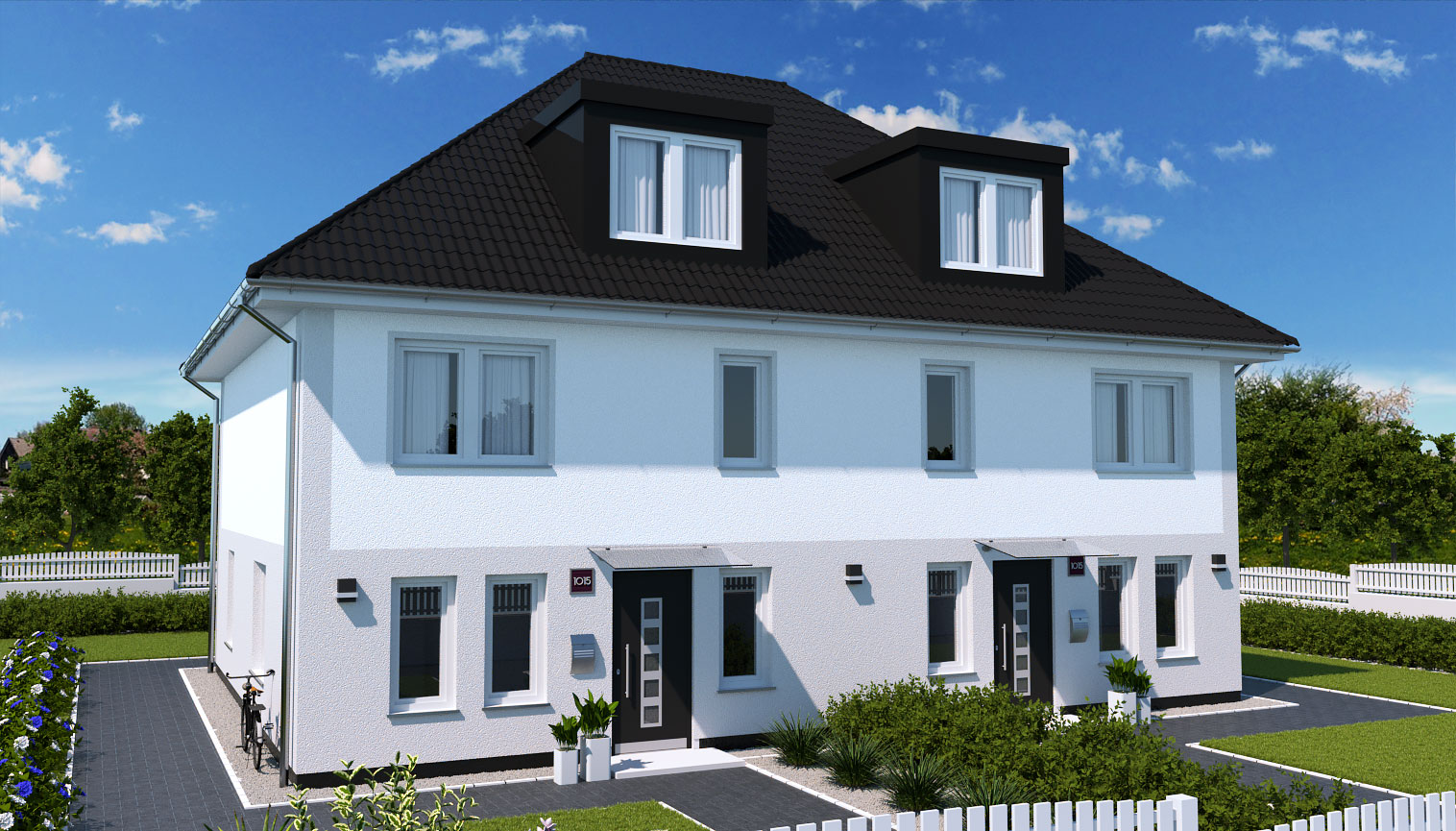 EWA-Doppelhaus-Werder-Exklusiv-344qm-Hausbau-Berlin-Brandenburg-Potsdam-Vorderansicht EWA-Doppelhaus Werder Exklusiv 344qm Hausbau Berlin Brandenburg Potsdam Vorderansicht