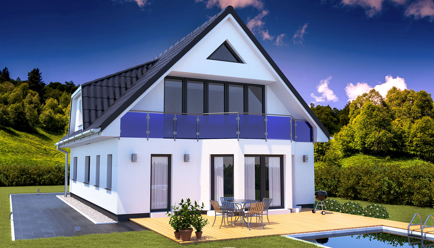 EWA-Zweifamilienhaus Großbeeren 202qm Hausbau Berlin Brandenburg Magdeburg Rückansicht