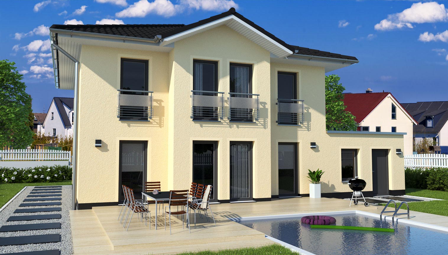 EWA-Stadtvilla-Berlin-158qm-Hausbau-Berlin-Brandenburg-Magdeburg-Rückansicht EWA-Stadtvilla Berlin 158qm Hausbau Berlin Brandenburg Magdeburg-Rückansicht