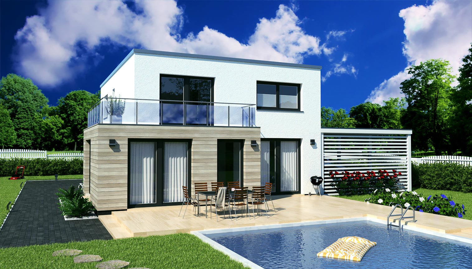 EWA-Stadtvilla-Halle-Kubus-164qm-Hausbau-Berlin-Brandenburg-Magdeburg-Rückansicht EWA-Stadtvilla Halle Kubus 164qm Hausbau Berlin Brandenburg Magdeburg Rückansicht