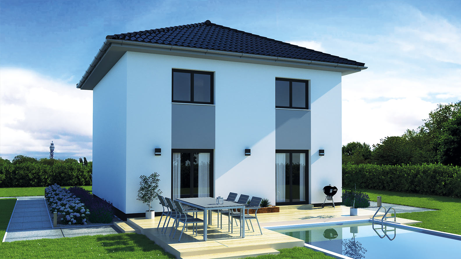 EWA-Stadtvilla Leipzig 126qm Massivhausbau Leipzig Halle Wittenberg Rückansicht