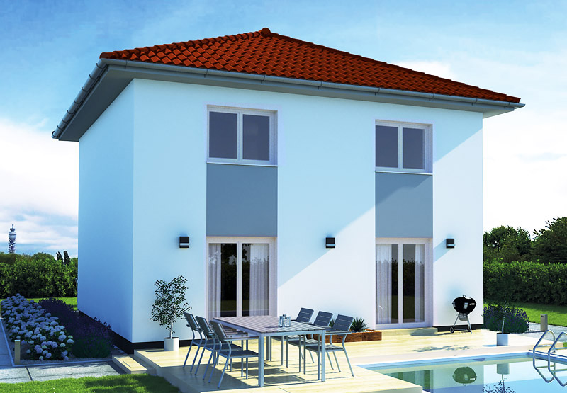 EWA-Stadtvilla Leipzig 126qm Massivhausbau Leipzig Halle Wittenberg rotes Dach