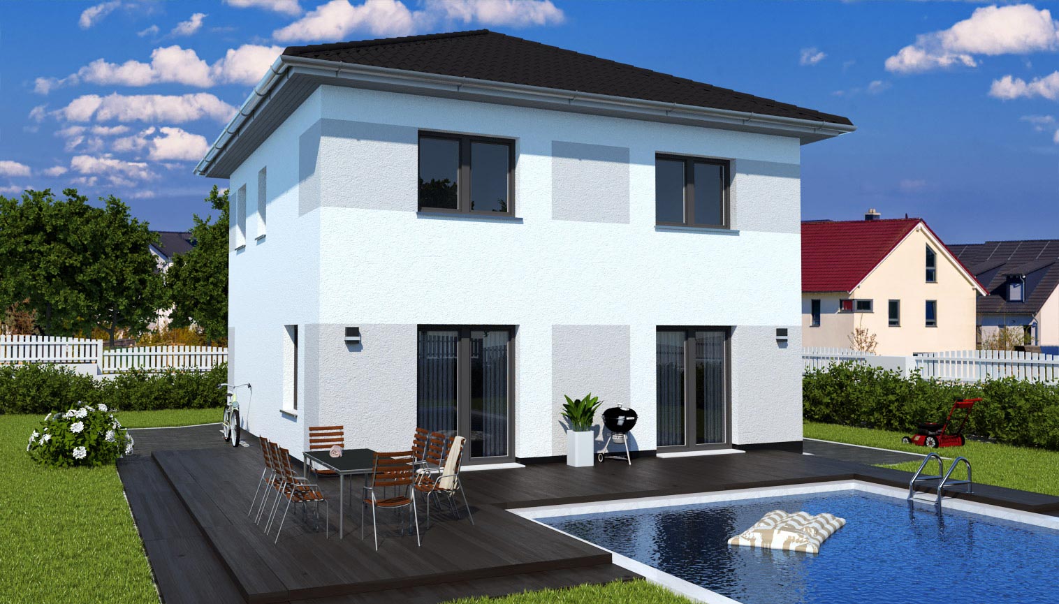 EWA-Stadtvilla-MD-EDITION-130qm-Hausbau-Berlin-Brandenburg-Potsdam-Rückansicht EWA-Stadtvilla MD EDITION 130qm Hausbau Berlin Brandenburg Potsdam Rückansicht