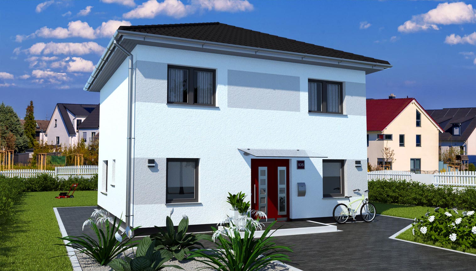 EWA-Stadtvilla-MD-EDITION-130qm-Hausbau-Berlin-Brandenburg-Potsdam-Vorderansicht EWA-Stadtvilla MD EDITION 130qm Hausbau Berlin Brandenburg Potsdam Vorderansicht